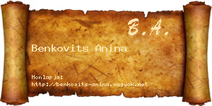Benkovits Anina névjegykártya